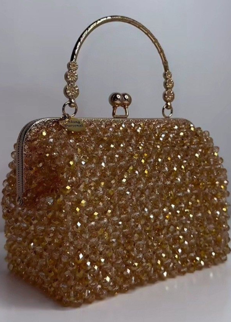 Chic gold beaded evening bag